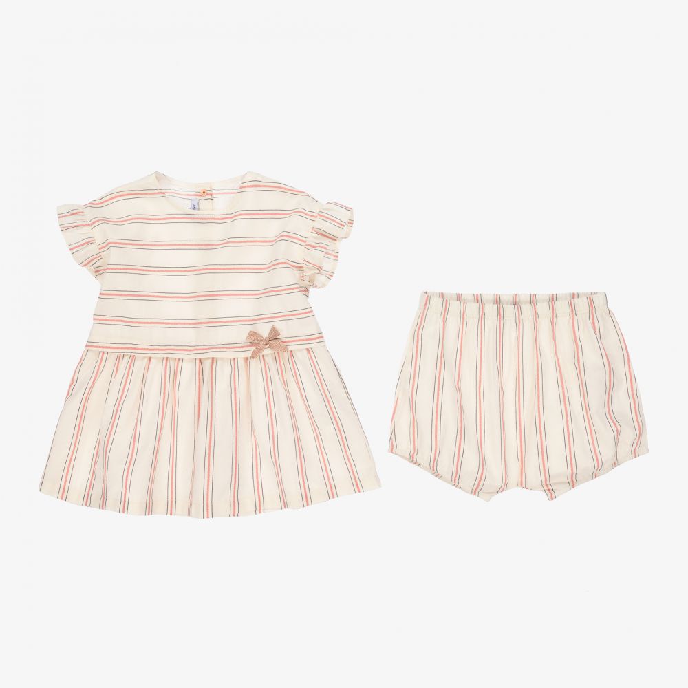 Absorba-Кремовое платье в розовую полоску и трусики | Childrensalon Outlet