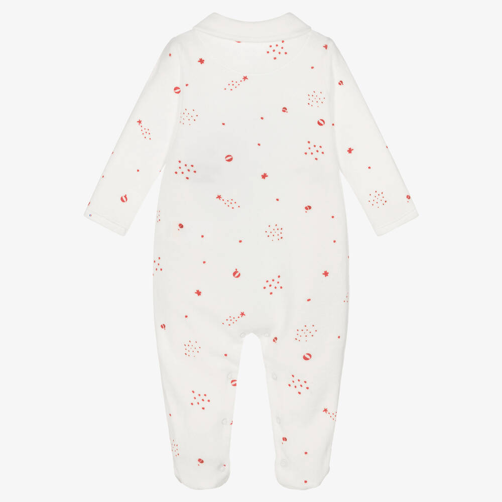 Absorba-Ivory & Red Velour Babygrow | Childrensalon Outlet