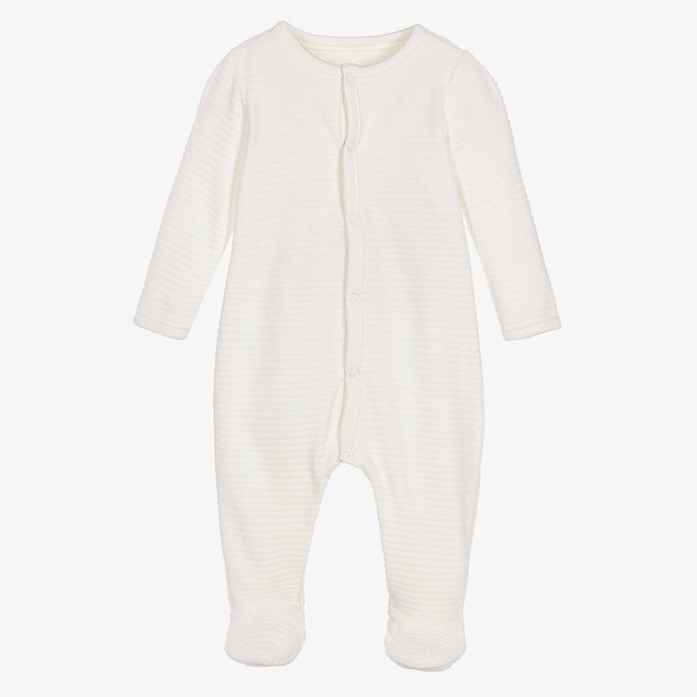 Absorba - Ivory Velour Popper Babygrow | Childrensalon