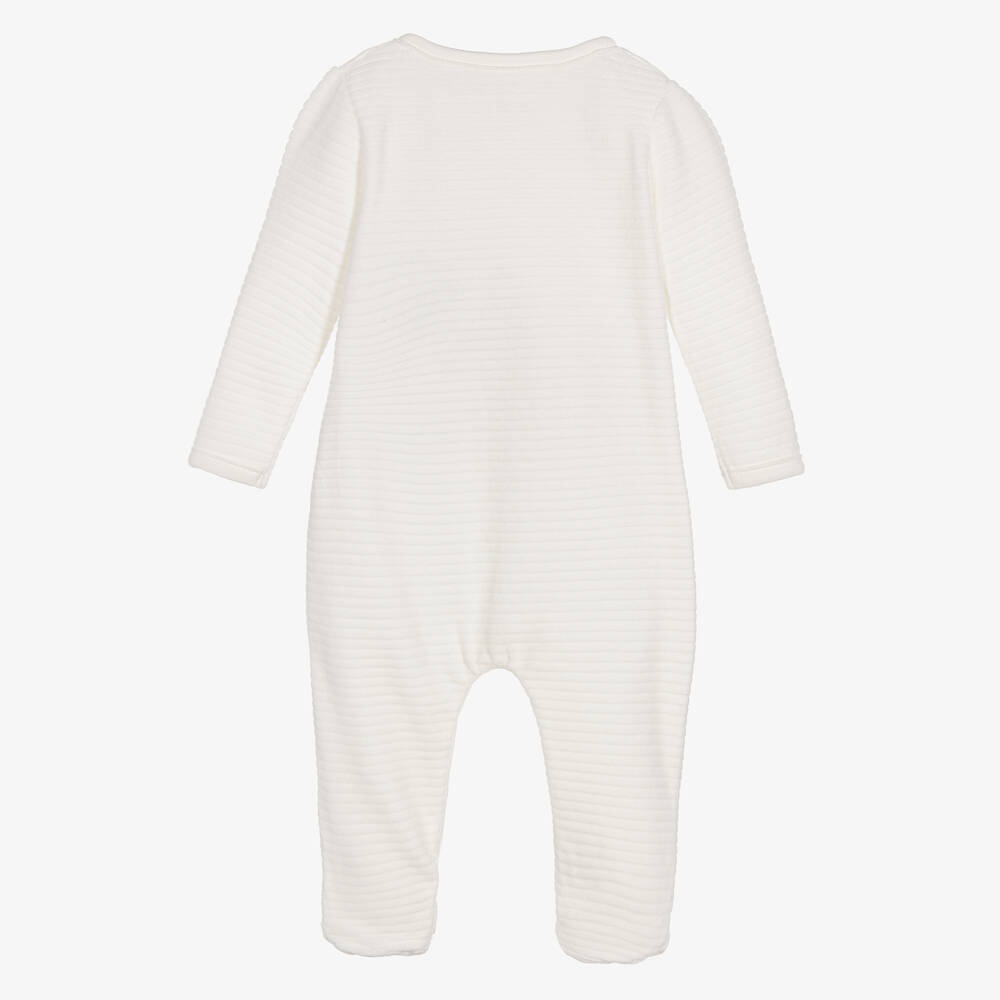 Absorba-Ivory Velour Popper Babygrow | Childrensalon Outlet
