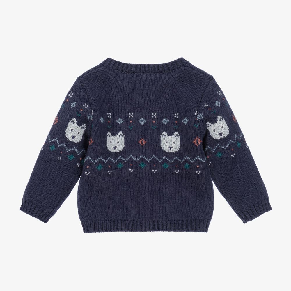 Absorba-Navy Blue Fair Isle Cardigan | Childrensalon Outlet