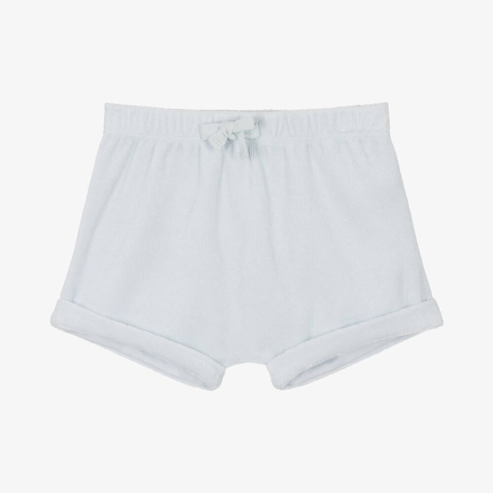 Absorba-Pale Blue Cotton Terry Baby Shorts | Childrensalon Outlet