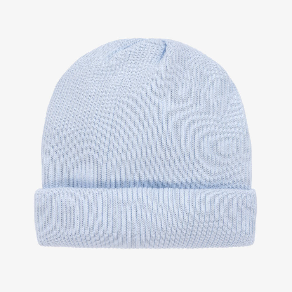 Absorba-Pale Blue Ribbed Cotton Baby Hat | Childrensalon Outlet