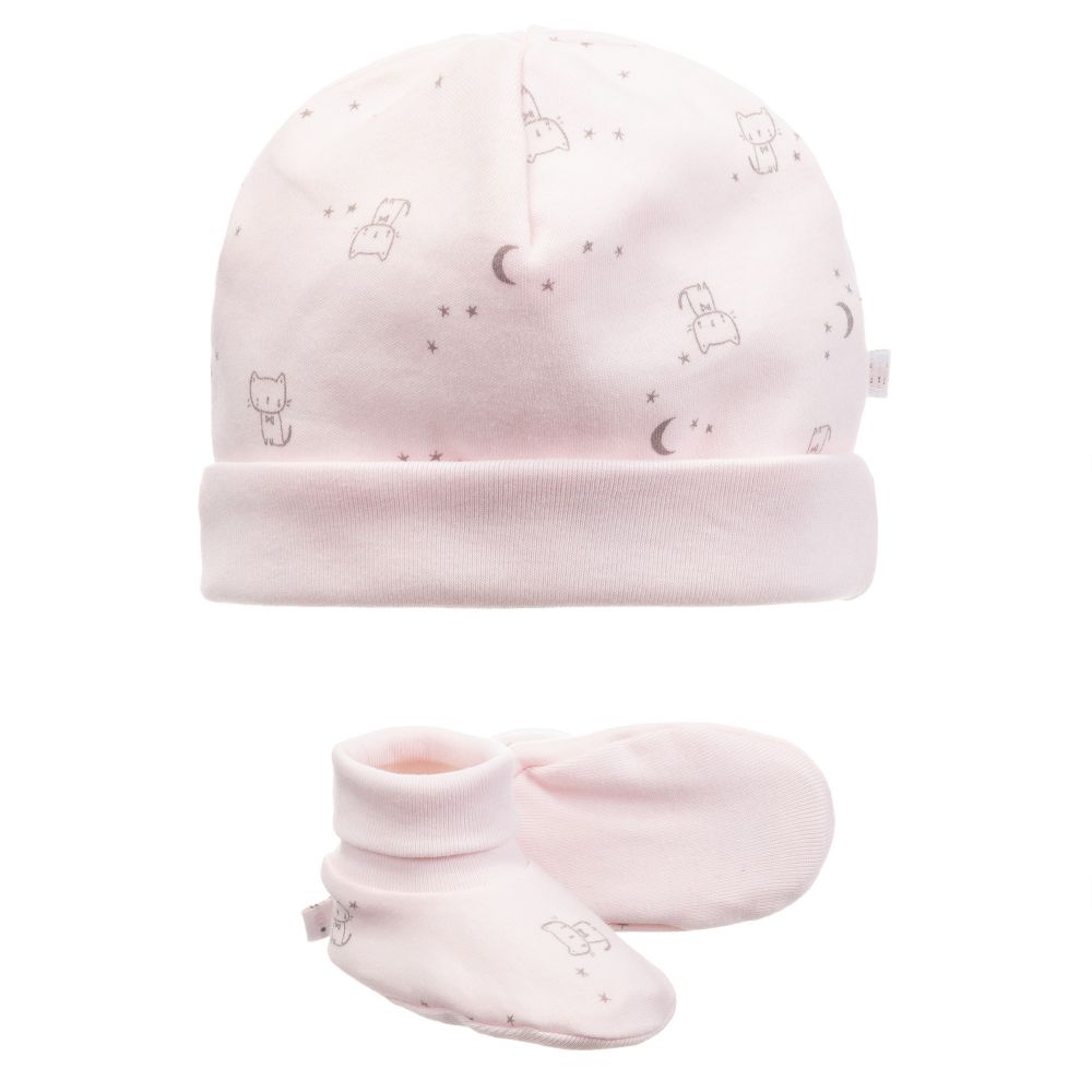 Absorba - طقم قبعة وبوت قطن عضوي لون زهري للمولودات | Childrensalon