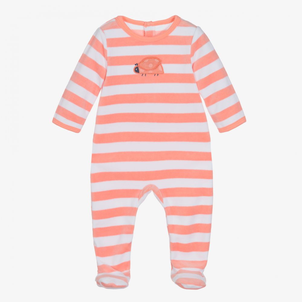 Absorba - Pink Striped Ladybird Babygrow | Childrensalon