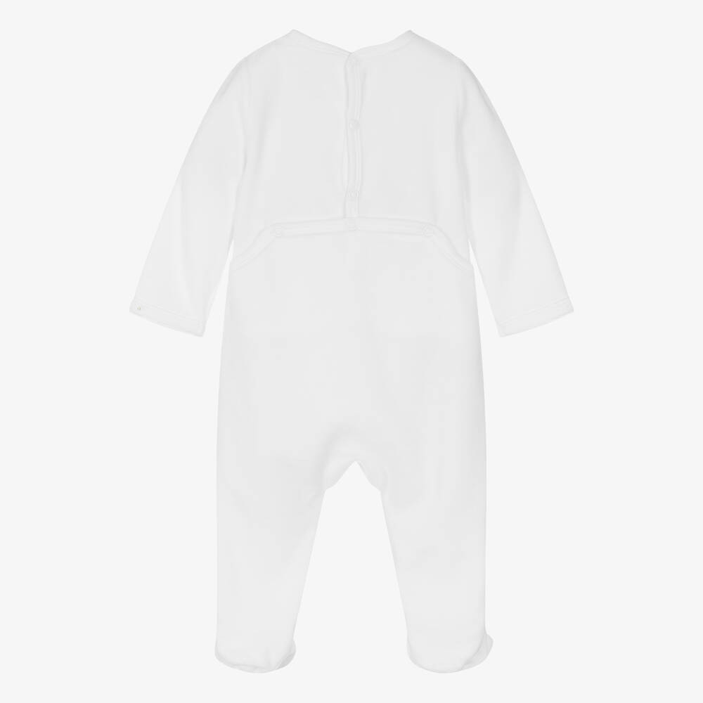 Absorba-White & Beige Velour Babygrows (2 Pack) | Childrensalon Outlet