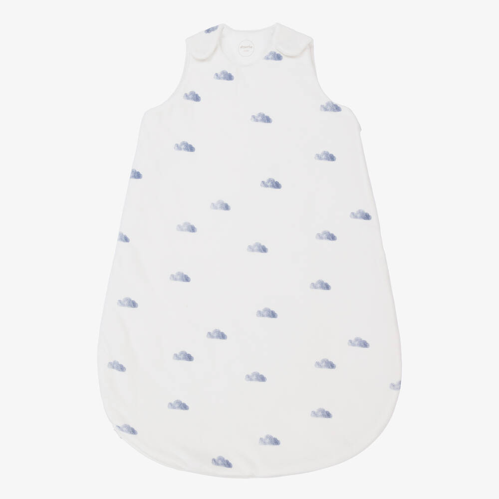 Absorba - كيس نوم قطن قطيفة لون أبيض وأزرق للأطفال | Childrensalon