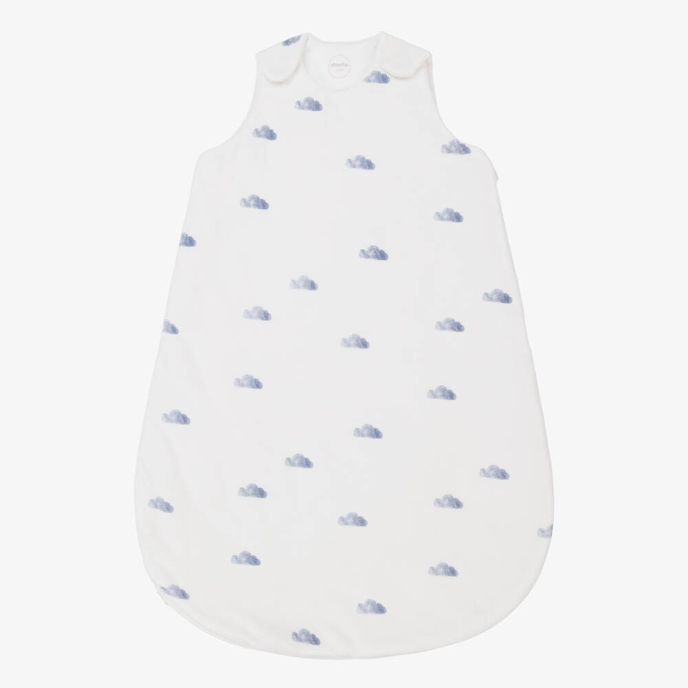 Absorba-White & Blue Velour Clouds Sleeping Bag | Childrensalon Outlet