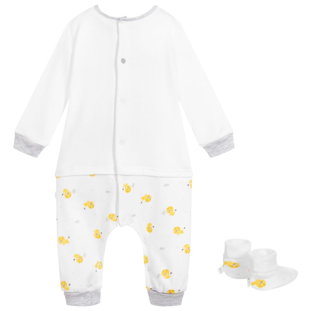 Absorba-White Cotton Babygrow Set | Childrensalon Outlet