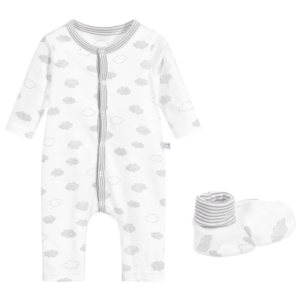 Absorba - White Cotton Babysuit Set | Childrensalon