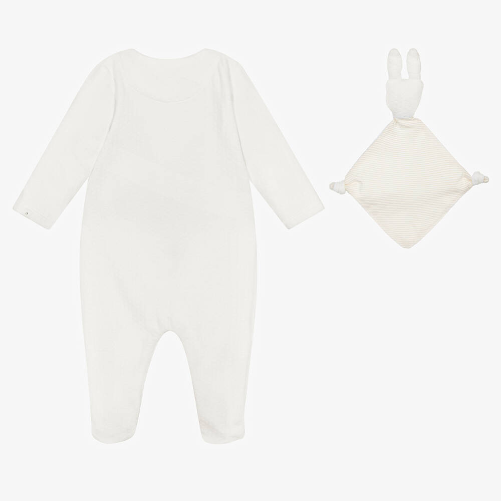 Absorba-طقم أفرول بيبي غرو ودمية قطن قطيفة لون أبيض للأطفال | Childrensalon Outlet