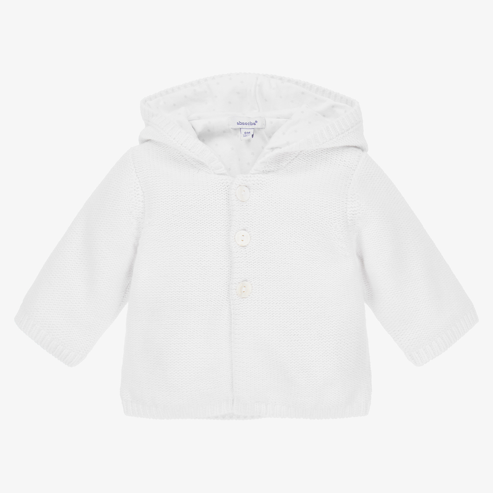 Absorba-White Knit Hooded Cardigan    | Childrensalon Outlet