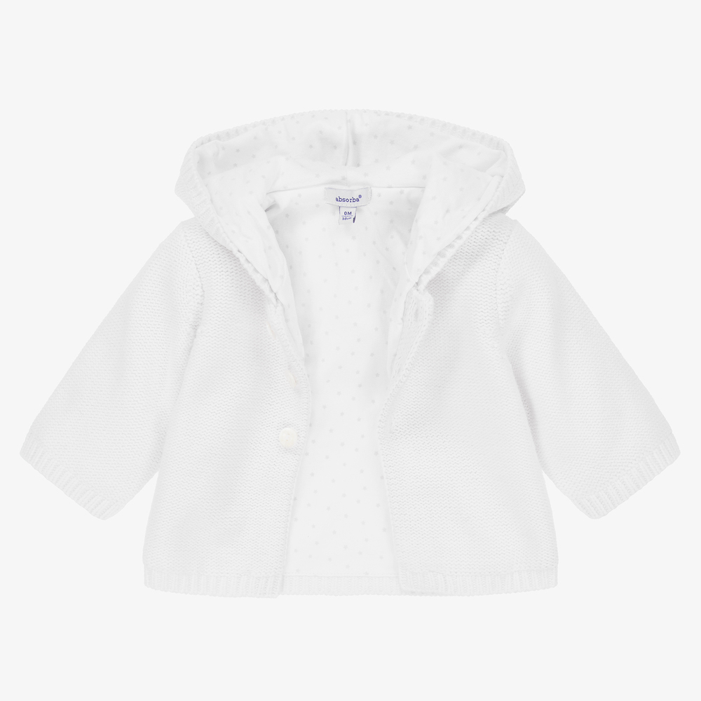 Absorba-Белый вязаный кардиган с капюшоном | Childrensalon Outlet