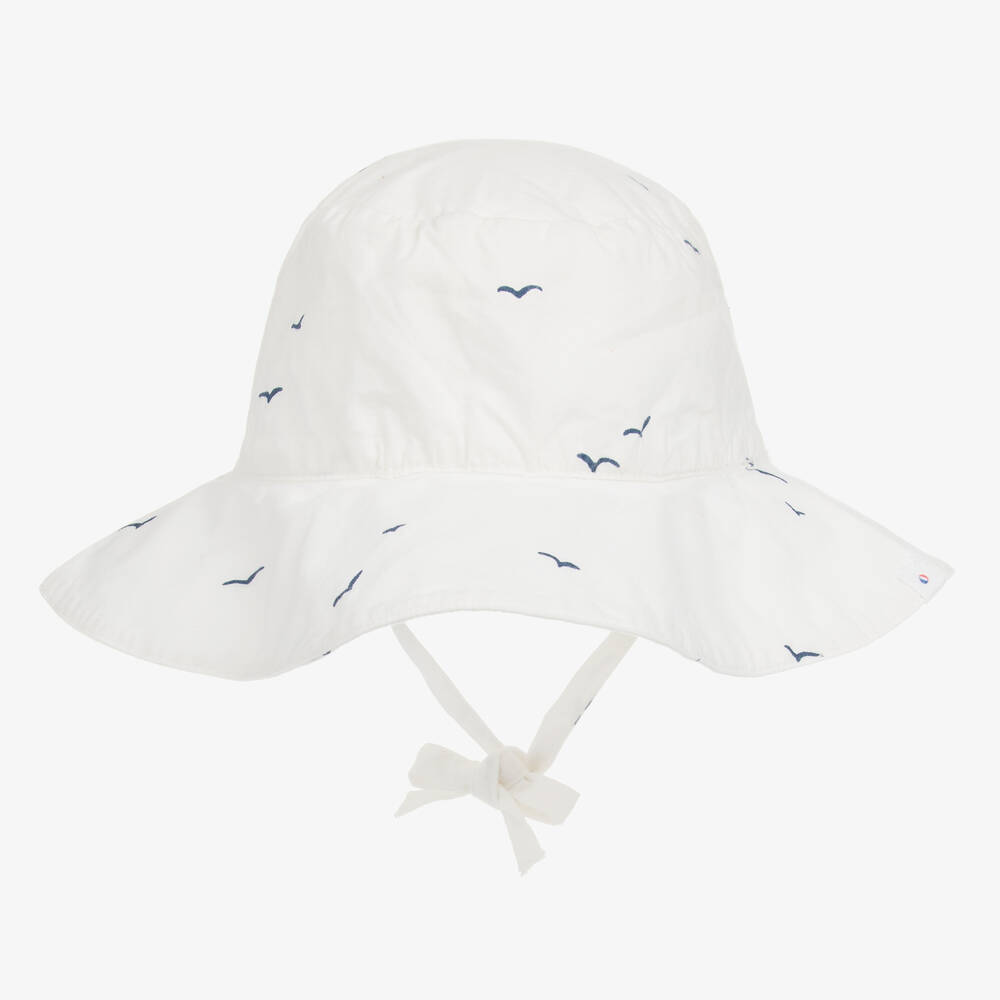Absorba - قبعة للشمس قطن عضوي لون أبيض للأطفال | Childrensalon