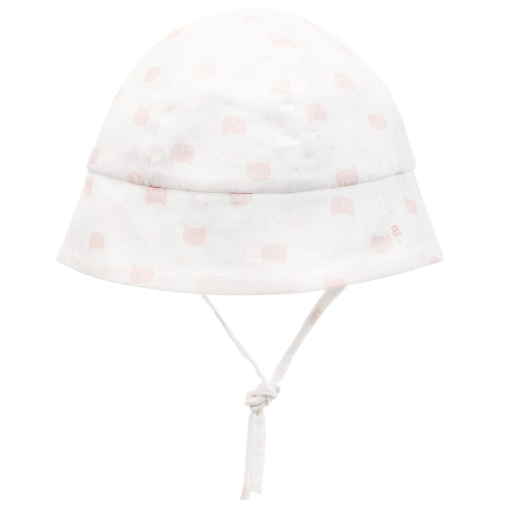 Absorba - قبعة قطن لون أبيض و زهري للمولودات | Childrensalon