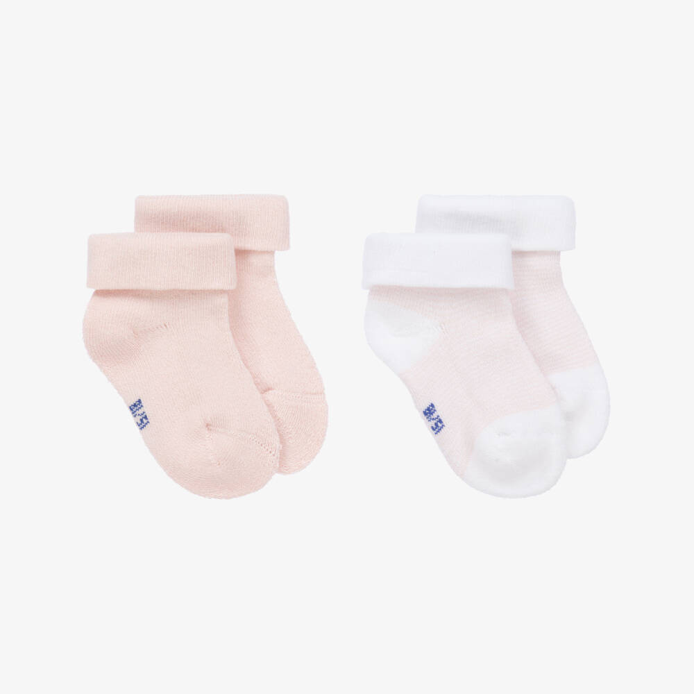 Absorba-جوارب مزيج قطن محبوك لون زهري وأبيض (عدد 2) | Childrensalon Outlet