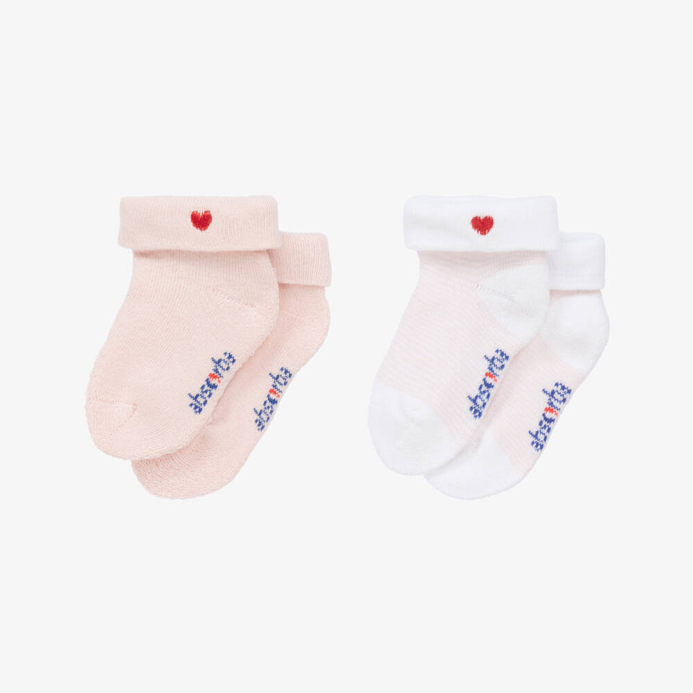 Absorba-White & Pink Cotton Baby Socks (2 Pack) | Childrensalon Outlet