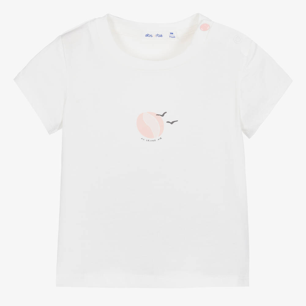 Absorba - T-shirt coton blanc et rose soleil | Childrensalon