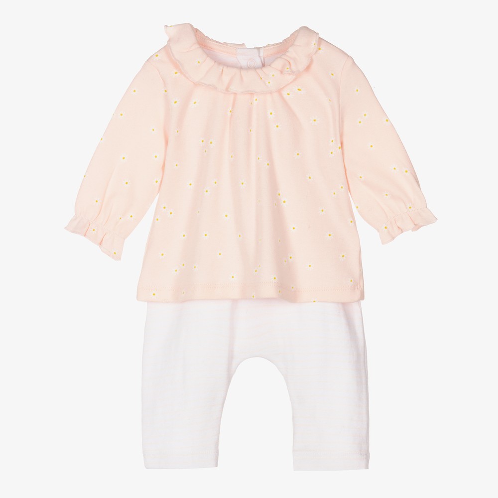 Absorba - Gänseblümchen-Overall in Weiß und Rosa | Childrensalon