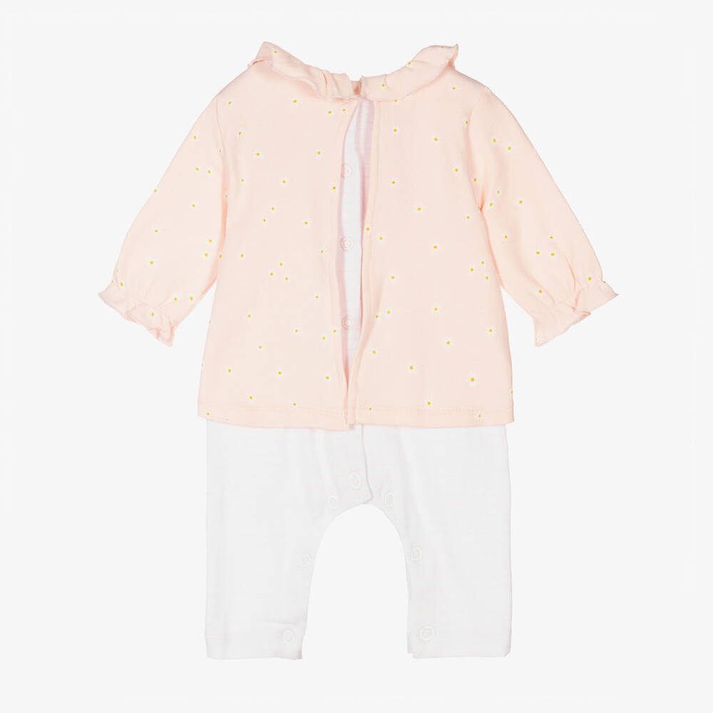 Absorba-White & Pink Daisy Romper | Childrensalon Outlet