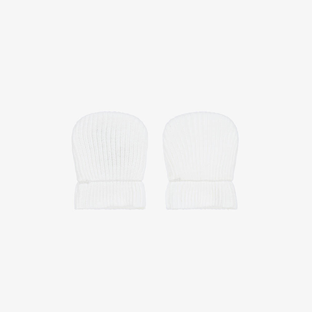 Absorba - White Ribbed Baby Scratch Mittens | Childrensalon
