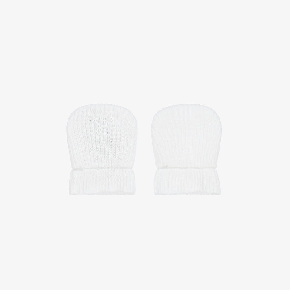 Absorba-White Ribbed Baby Scratch Mittens | Childrensalon Outlet