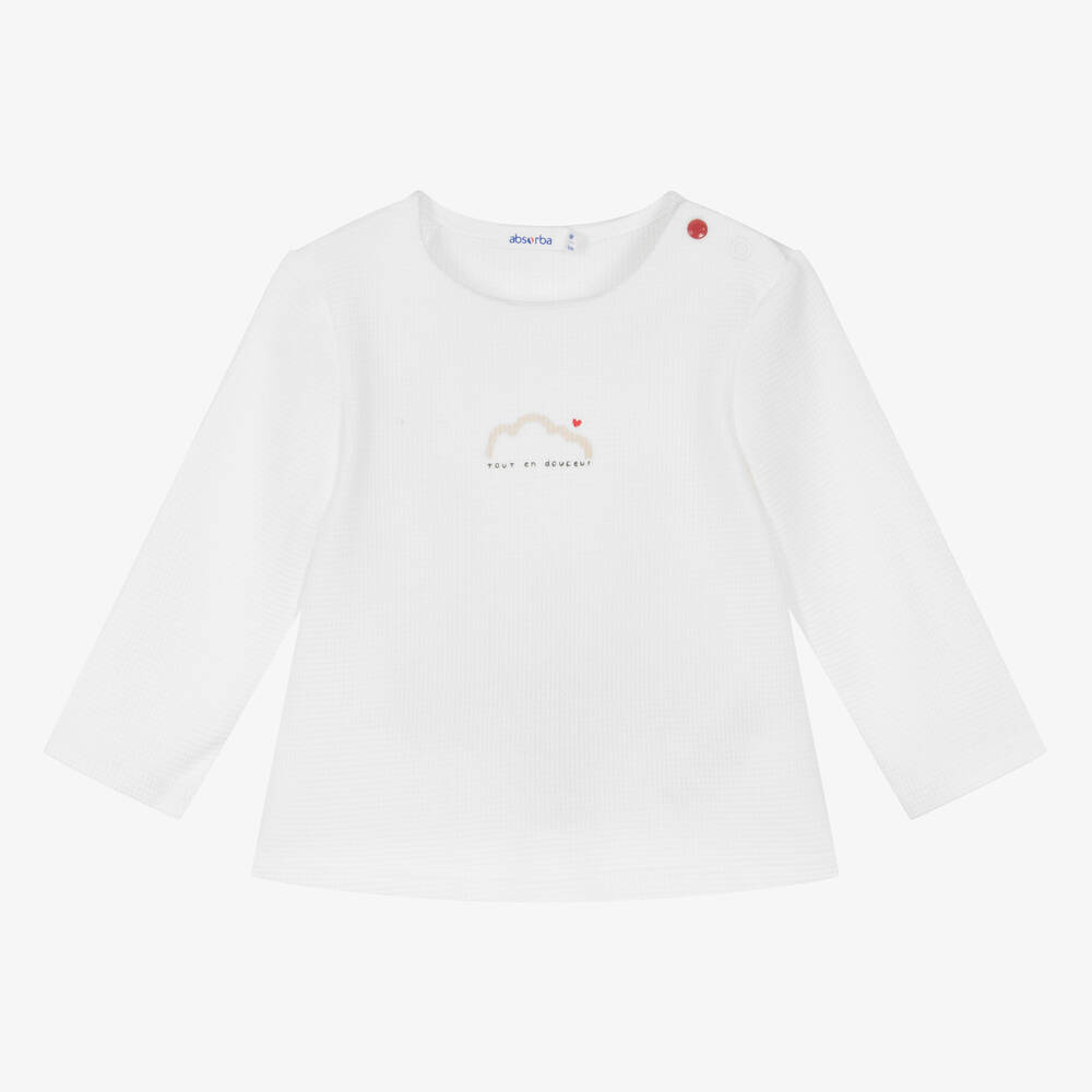Absorba - White Waffle-Knit Ogranic Cotton Top | Childrensalon