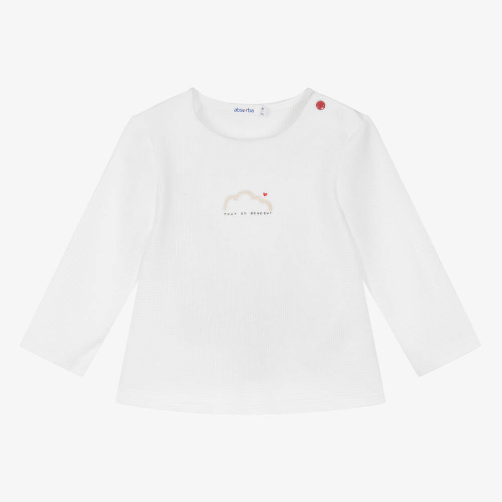 Absorba-White Waffle-Knit Ogranic Cotton Top | Childrensalon Outlet