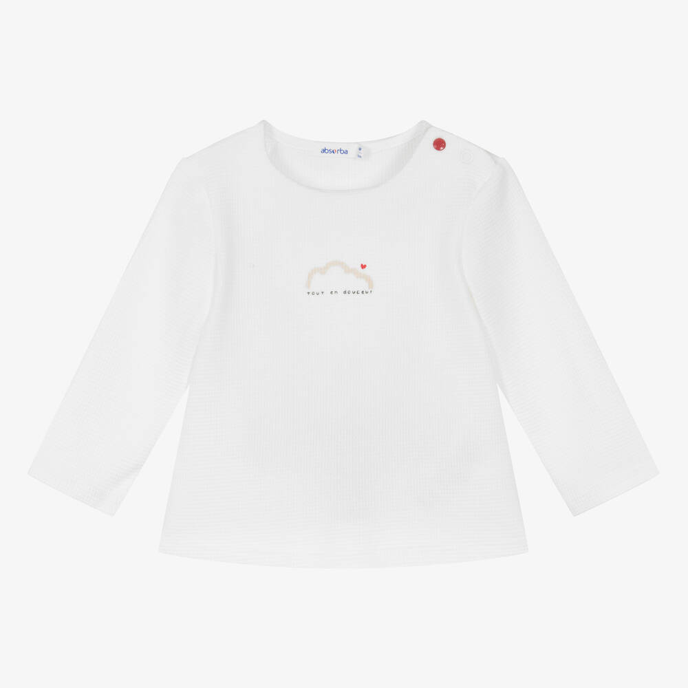 Absorba - Haut blanc coton bio nid d'abeille | Childrensalon