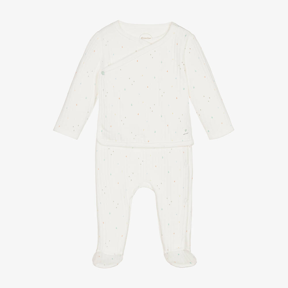 Absorba-White Wrap Cotton Babygrow  | Childrensalon Outlet