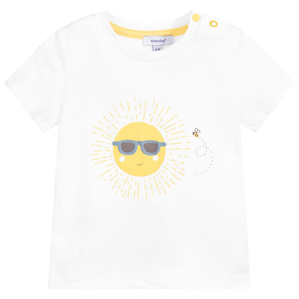 Absorba-White & Yellow Cotton T-Shirt | Childrensalon Outlet