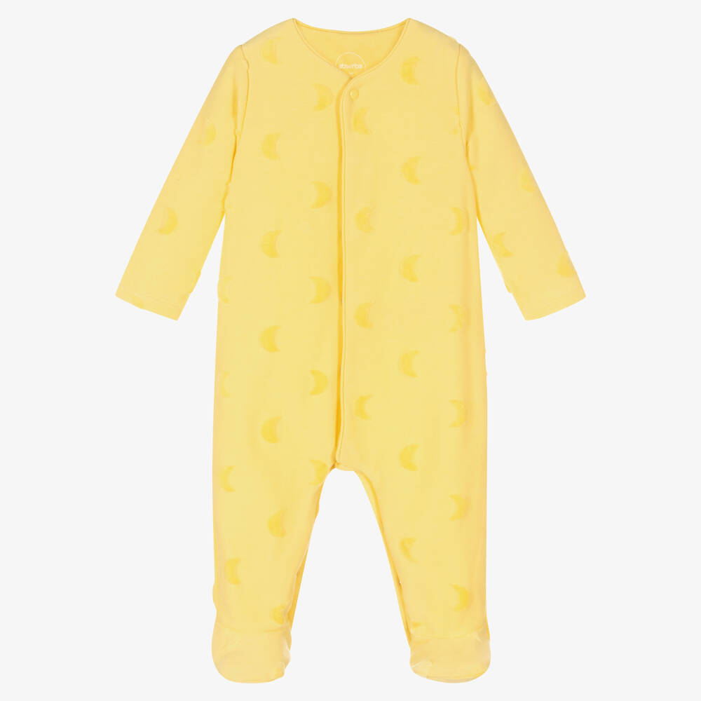 Absorba Yellow Cotton Velour Moon Babygrow Childrensalon Outlet