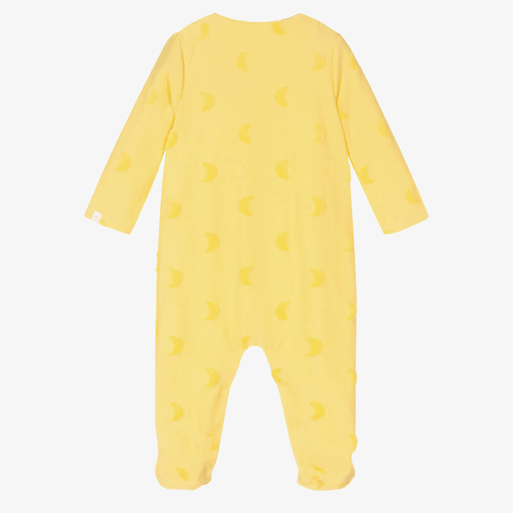 Absorba-Yellow Cotton & Velour Moon Babygrow | Childrensalon Outlet