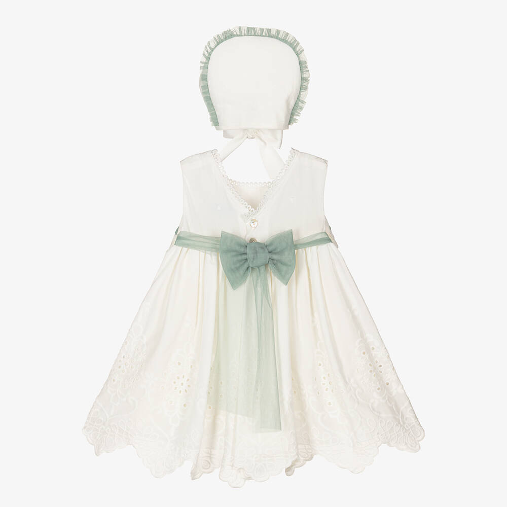 أبويلا تاتا-طقم فستان أطفال بناتي تول مطرز بورود لون عاجي | Childrensalon Outlet