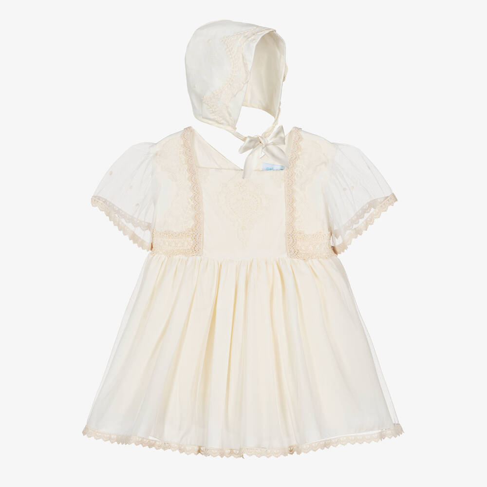 Abuela Tata-Baby Girls Ivory Embroidered Dress Set | Childrensalon Outlet