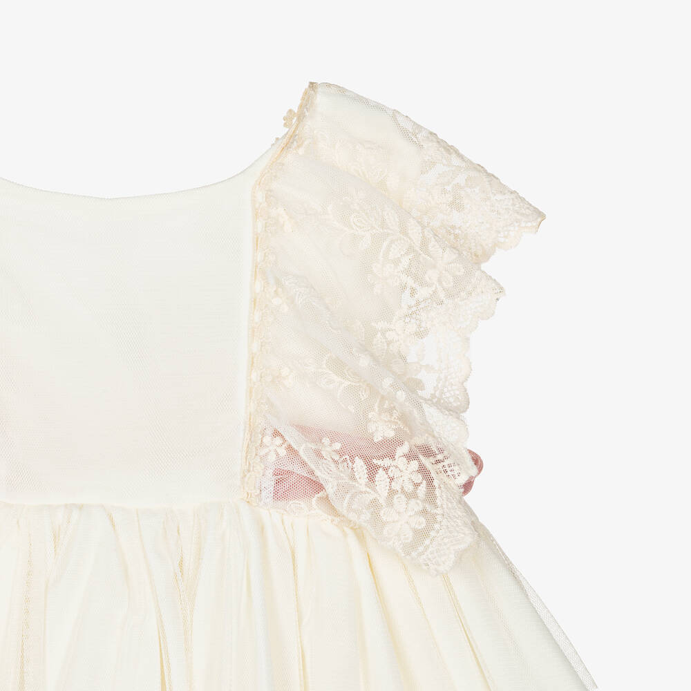أبويلا تاتا-طقم فستان أطفال بناتي تول ودانتيل لون عاجي | Childrensalon Outlet