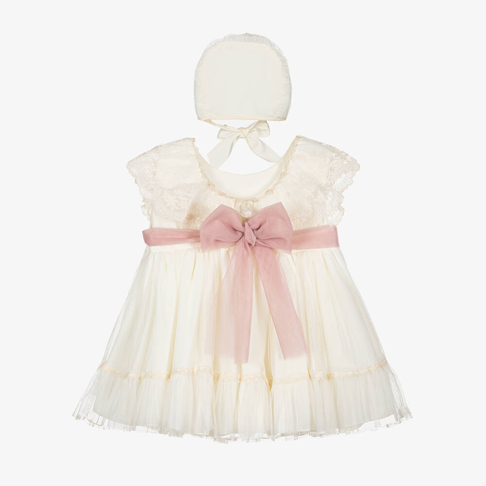 أبويلا تاتا-طقم فستان أطفال بناتي تول ودانتيل لون عاجي | Childrensalon Outlet