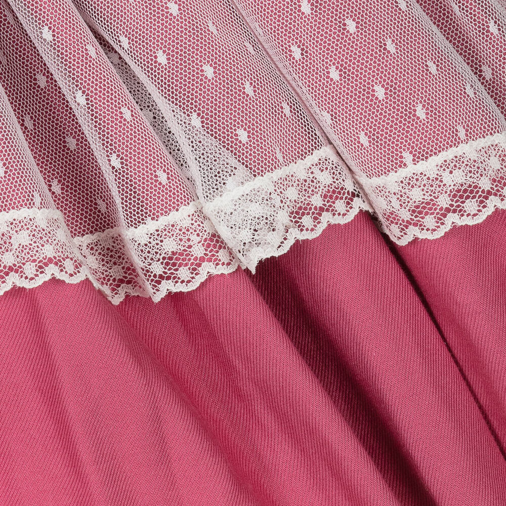 Abuela Tata-Розовый комплект с платьем из хлопка с кружевом | Childrensalon Outlet