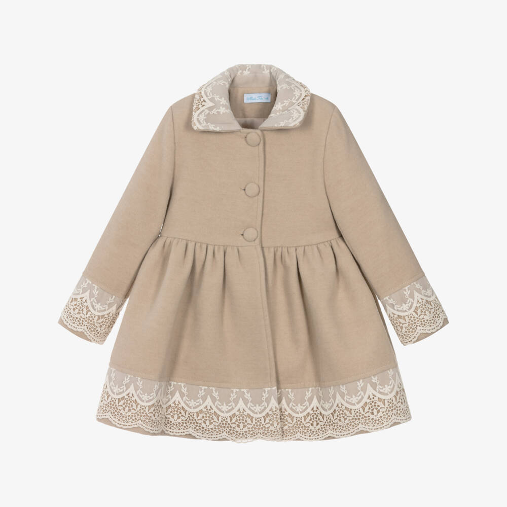 Abuela Tata-Beige & Ivory Laces Coat | Childrensalon Outlet
