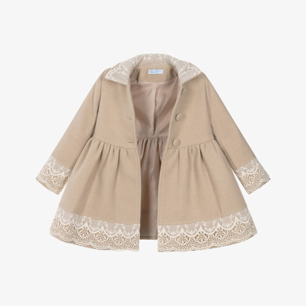 Abuela Tata-Beige & Ivory Laces Coat | Childrensalon Outlet