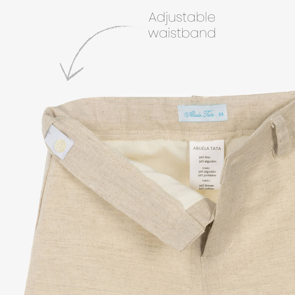 Abuela Tata-Boys Beige Cotton Shorts Set | Childrensalon Outlet