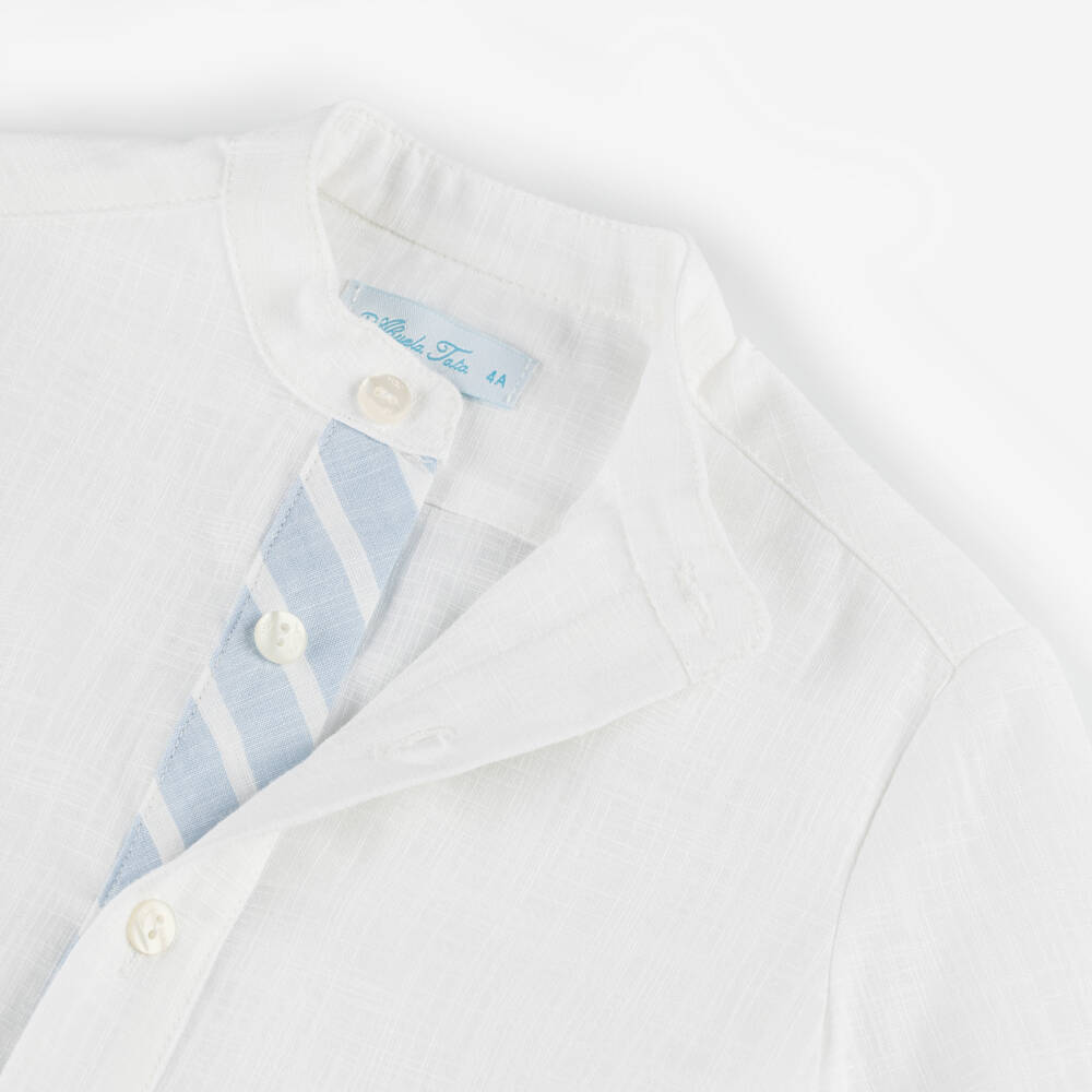 Abuela Tata-Boys Blue & Ivory Short Ensemble | Childrensalon Outlet