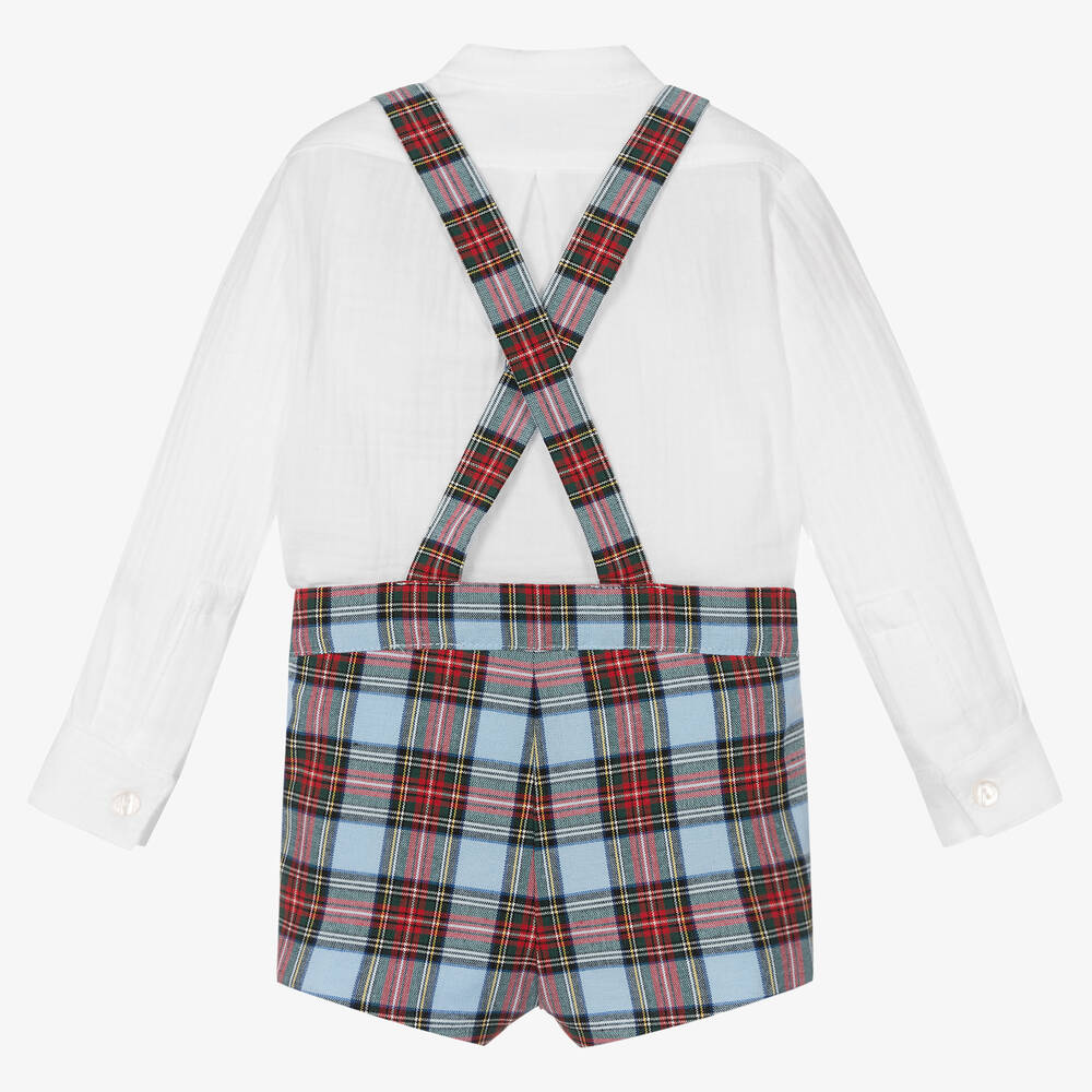 Abuela Tata-طقم شورت أطفال ولادي قطن تارتان لون أزرق وأحمر | Childrensalon Outlet