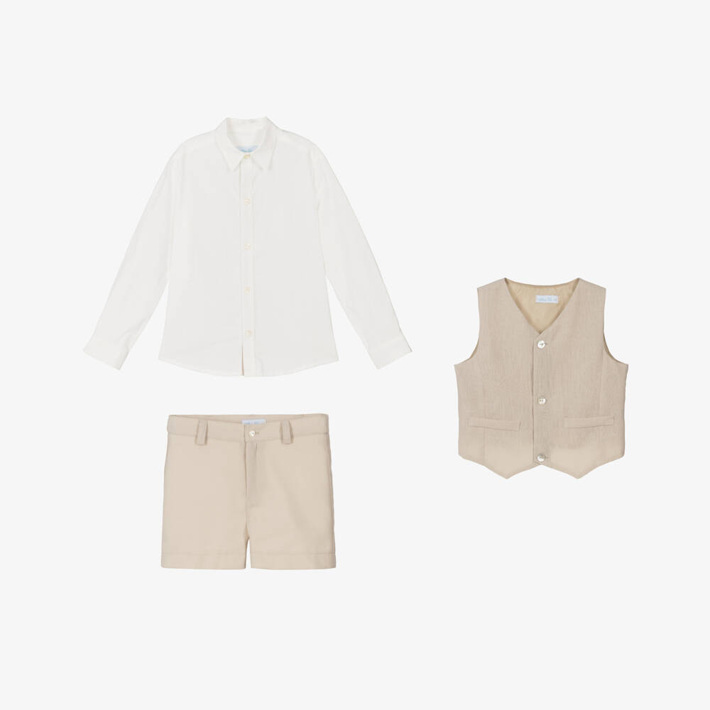 Abuela Tata-Элегантный бежевый комплект для мальчиков | Childrensalon Outlet