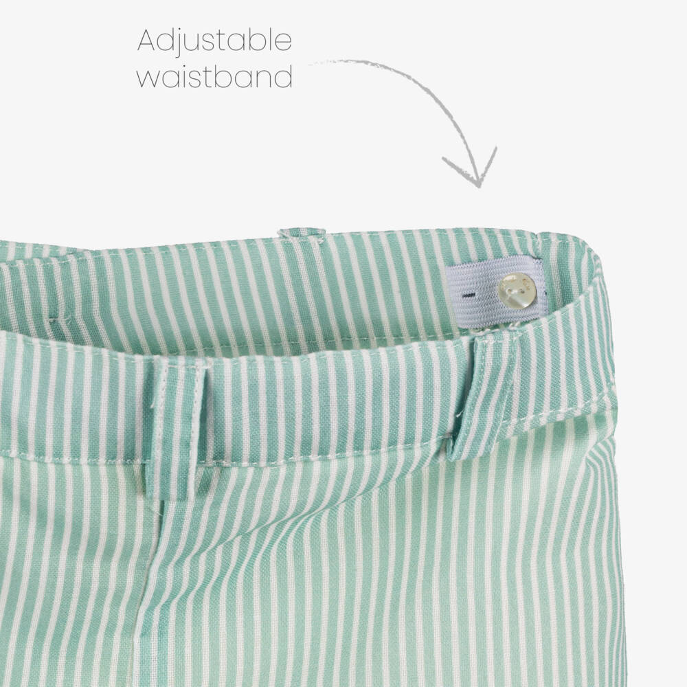 Abuela Tata-Boys Green & Ivory Stripe Ensemble | Childrensalon Outlet