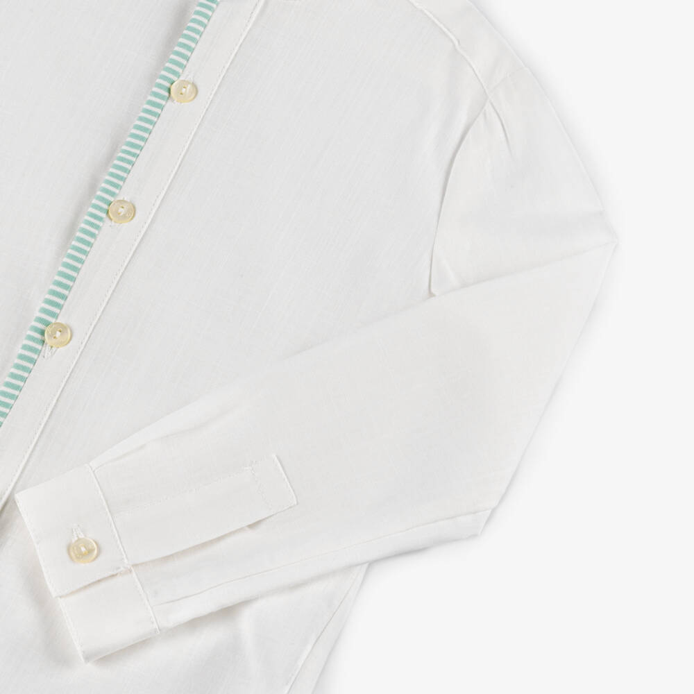 Abuela Tata-Boys Green & Ivory Stripe Ensemble | Childrensalon Outlet