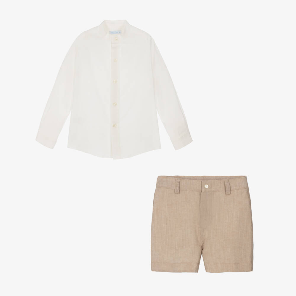 Abuela Tata-Летний комплект кремовый и бежевый для мальчиков | Childrensalon Outlet