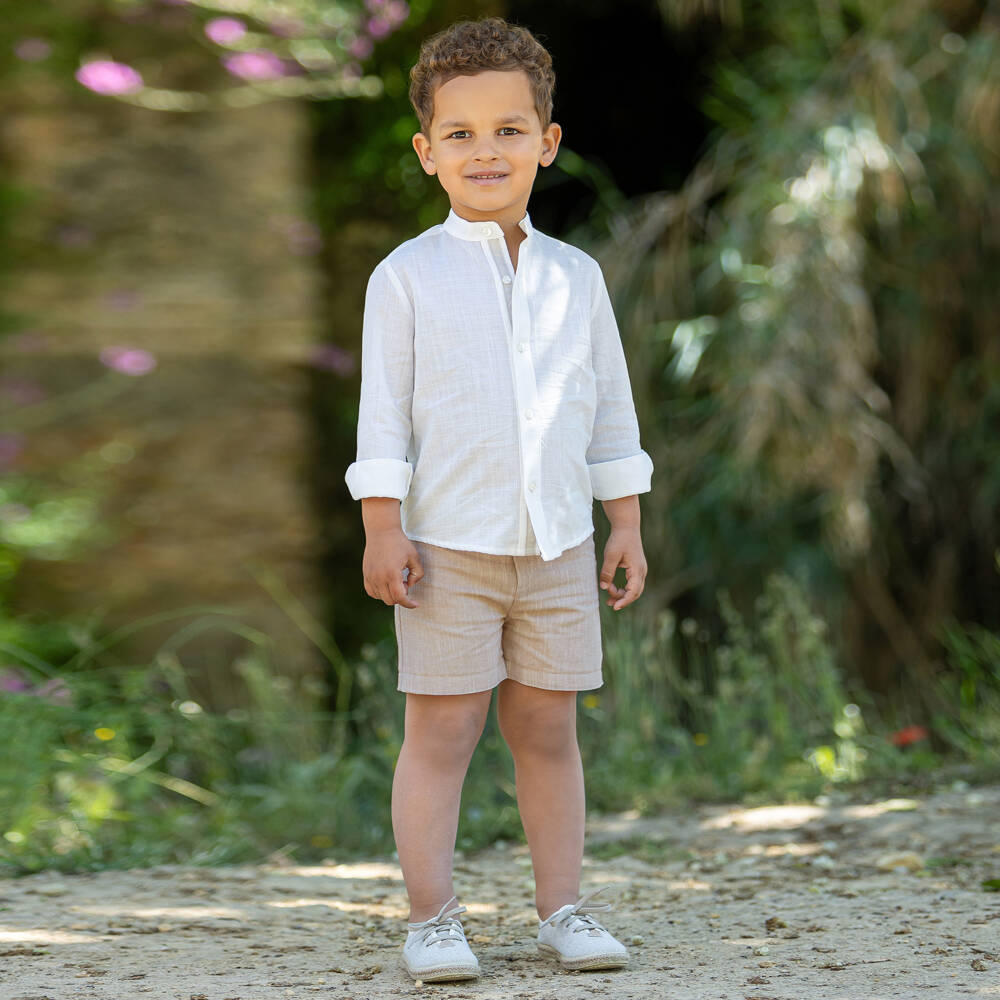 Abuela Tata-Летний комплект кремовый и бежевый для мальчиков | Childrensalon Outlet