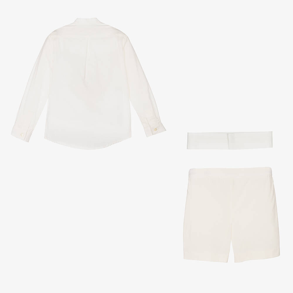 Abuela Tata-Кремовый комплект с шортами из хлопка | Childrensalon Outlet