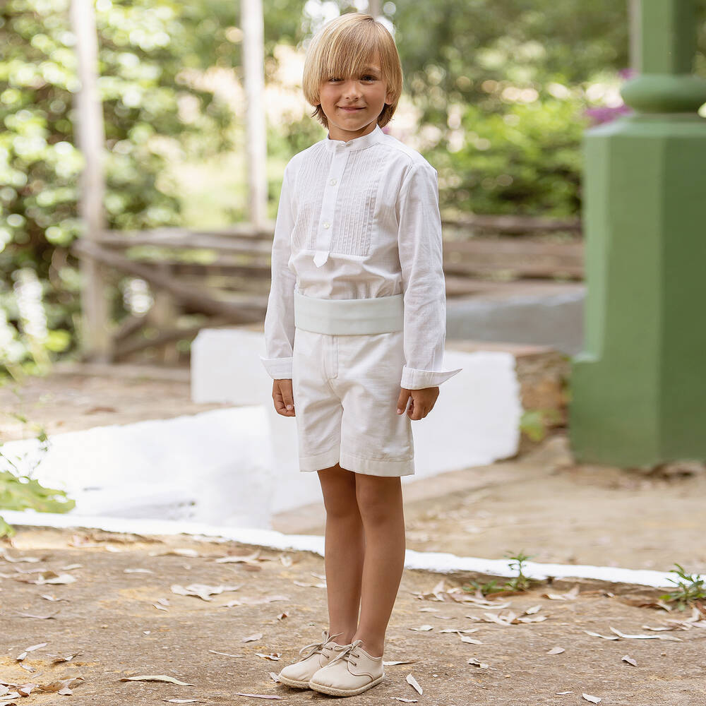 Abuela Tata-Кремовый комплект с шортами из хлопка | Childrensalon Outlet